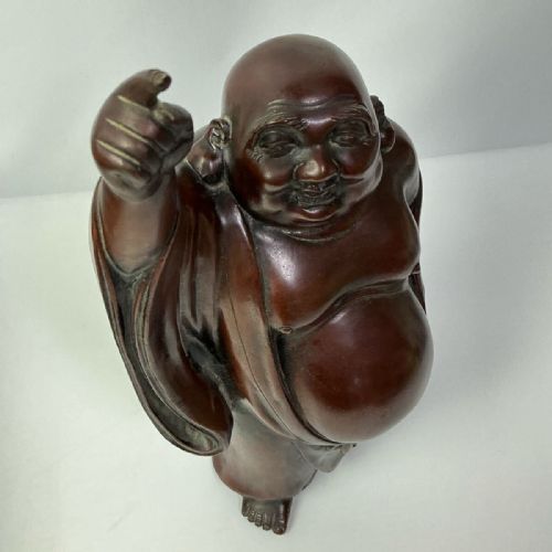 EXCELLENT JAPANESE MEIJI EARLY 20THC HEAVY BRONZE OF HOTEI - ADDITIONAL PHOTO 4