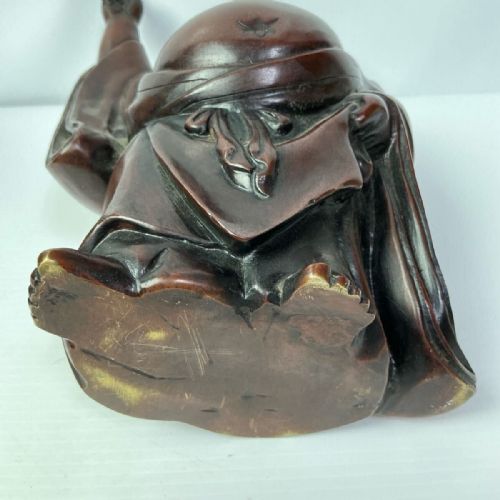 EXCELLENT JAPANESE MEIJI EARLY 20THC HEAVY BRONZE OF HOTEI - ADDITIONAL PHOTO 6