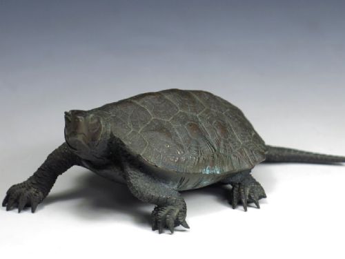charming japanese meiji early 20thc small bronze turtle bishin - CATEGORY: ANTIQUE SCULPTURES - DATED 1910