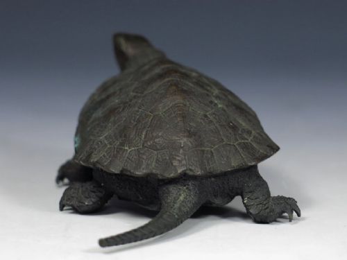 CHARMING JAPANESE MEIJI EARLY 20THC SMALL BRONZE TURTLE BISHIN - ADDITIONAL PHOTO 2