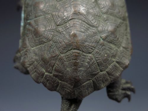 CHARMING JAPANESE MEIJI EARLY 20THC SMALL BRONZE TURTLE BISHIN - ADDITIONAL PHOTO 4