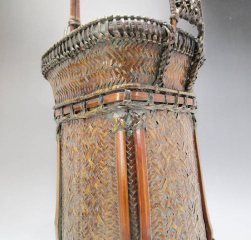 BEAUTIFUL JAPANESE ANTIQUE EARLY 20THC BAMBOO FLOWER BASKET HOZAN - ADDITIONAL PHOTO 7