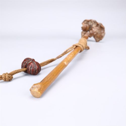 JAPANESE EDO MID19THC BUDDHIST BOXWOOD NYOI WALNUT NETSUKE SENGAI - ADDITIONAL PHOTO 4