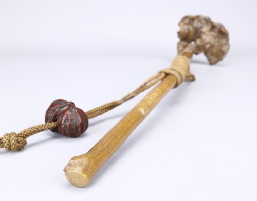 JAPANESE EDO MID19THC BUDDHIST BOXWOOD NYOI WALNUT NETSUKE SENGAI - ADDITIONAL PHOTO 10