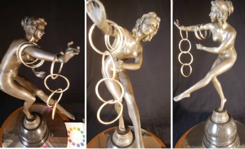 STRIKING FRENCH ART DECO BRONZE 'RING DANCER' COLINETTE - ADDITIONAL PHOTO 5