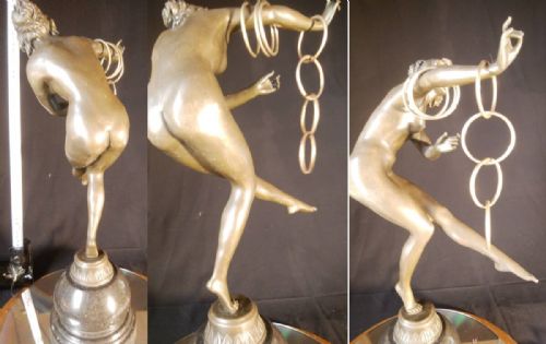 STRIKING FRENCH ART DECO BRONZE 'RING DANCER' COLINETTE - ADDITIONAL PHOTO 6