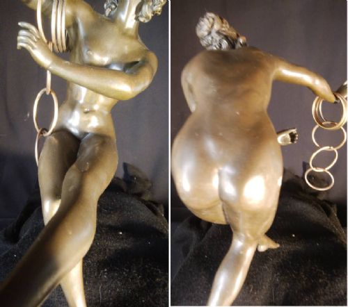 STRIKING FRENCH ART DECO BRONZE 'RING DANCER' COLINETTE - ADDITIONAL PHOTO 8