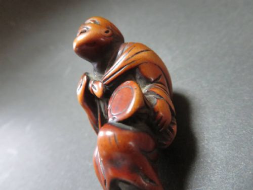 SUPERB JAPANESE EDO EARLY 19THC BOXWOOD NETSUKE DANCER MIWA - ADDITIONAL PHOTO 11