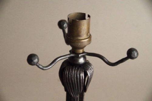 SUPERB FRENCH ART DECO 1920S30S DEGUE WROUGHT IRON TABLE LAMP - ADDITIONAL PHOTO 7