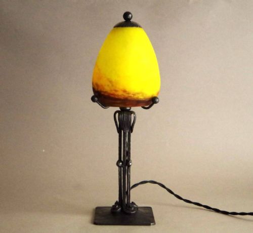 SUPERB FRENCH ART DECO 1920S30S DEGUE WROUGHT IRON TABLE LAMP - ADDITIONAL PHOTO 10