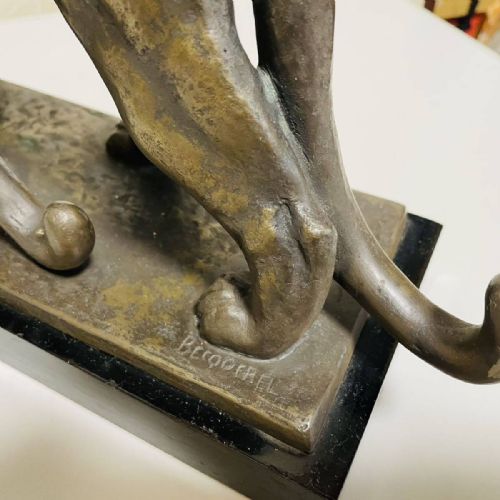 STRIKING FRENCH ART DECO CA 1930 BRONZE STATUE OF TWO PANTHERS ANDREVINCENT BECQUEREL - ADDITIONAL PHOTO 9