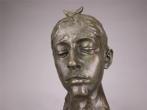 FINE FRENCH ANTIQUE 19THC BRONZE BUST DIANA THE HUNTRESS AFTER ALEXANDRE FALGUIRE - ADDITIONAL PHOTO 3