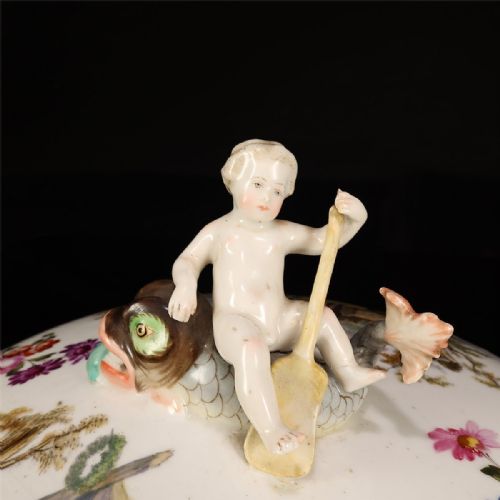 MAGNIFICENT ANTIQUE 19THC LARGE PORCELAINGILT BRONZE POTPOURRI AFTER MEISSEN - ADDITIONAL PHOTO 9