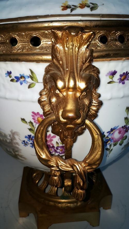 MAGNIFICENT ANTIQUE 19THC LARGE PORCELAINGILT BRONZE POTPOURRI AFTER MEISSEN - ADDITIONAL PHOTO 14