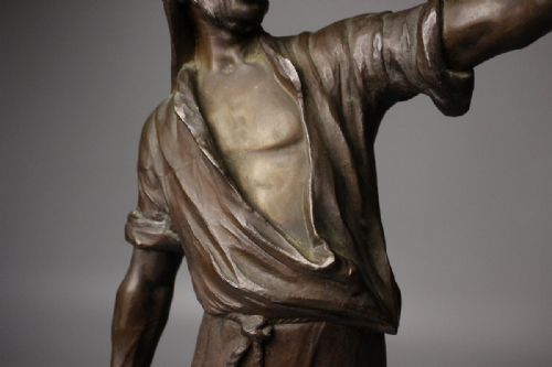 SUPERB AUSTRIAN ANTIQUE CA 1920S BRONZE STATUE OF A WORKER ERNST BECK - ADDITIONAL PHOTO 5