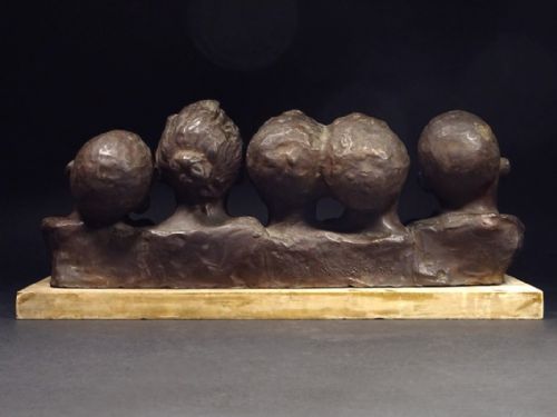 CHARMING ITALIAN ANTIQUE LATE 19THC BRONZE SCULPTURE LAUGHING CHILDREN VINCENZO AURISICCHIO - ADDITIONAL PHOTO 1