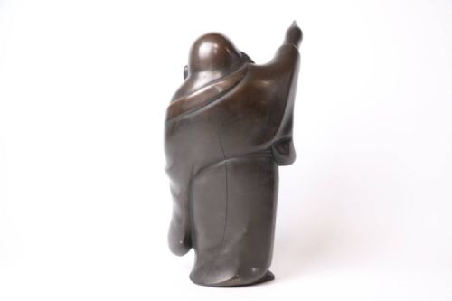 JAPANESE ANTIQUE EARLY 20THC BRONZE SCULPTURE HOTEI - ADDITIONAL PHOTO 1