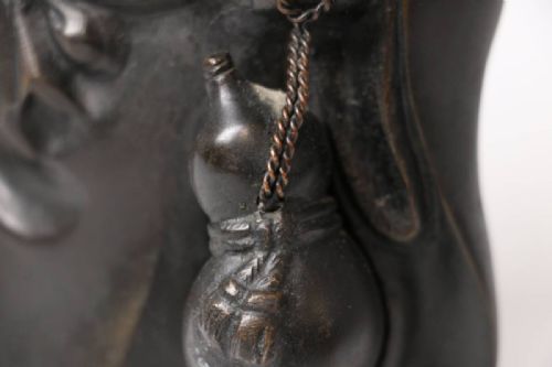 JAPANESE ANTIQUE EARLY 20THC BRONZE SCULPTURE HOTEI - ADDITIONAL PHOTO 3