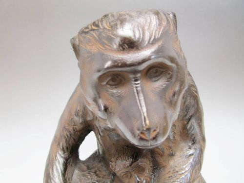 FINE JAPANESE MEIJI EARLY 20THC BRONZE MONKEY MOTHER YOUNG MASAAKI - ADDITIONAL PHOTO 4