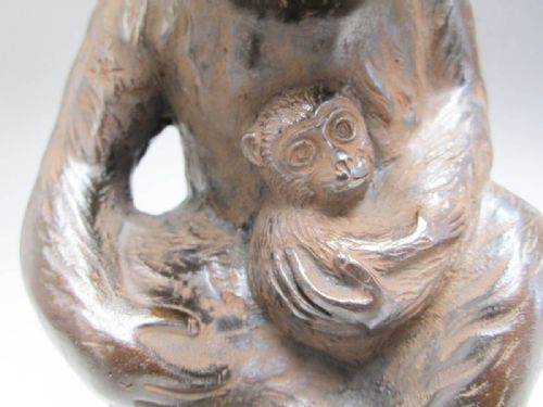 FINE JAPANESE MEIJI EARLY 20THC BRONZE MONKEY MOTHER YOUNG MASAAKI - ADDITIONAL PHOTO 5
