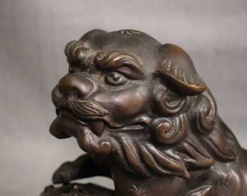 SUPERB JAPANESE ANTIQUE EARLY 20THC BRONZE TEMPLE LION SHISHI BALL MINAMOTO - ADDITIONAL PHOTO 2