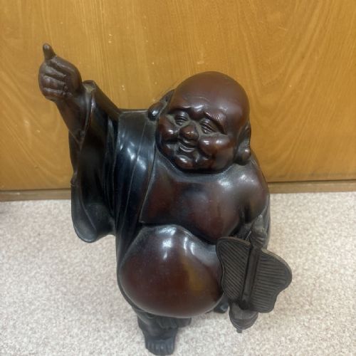 japanese meiji early 20thc bronze okimono hotei - CATEGORY: ANTIQUE SCULPTURES - DATED 1910