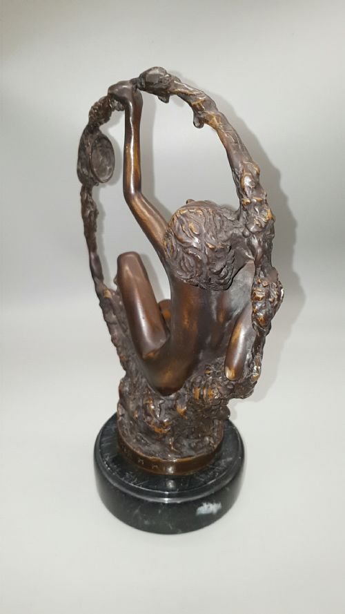 FRENCH ANTIQUE 1920S BRONZE NUDE SCULPTURE GEORGE OMERTH - ADDITIONAL PHOTO 3