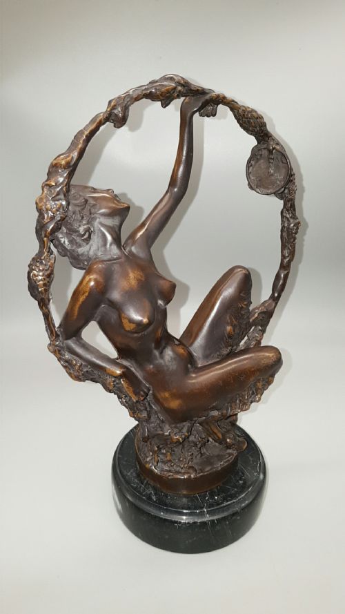 FRENCH ANTIQUE 1920S BRONZE NUDE SCULPTURE GEORGE OMERTH - ADDITIONAL PHOTO 4