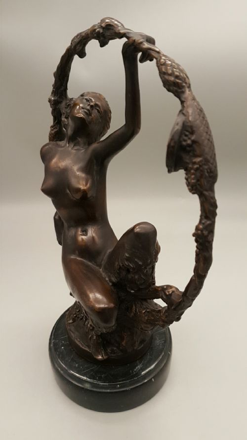 FRENCH ANTIQUE 1920S BRONZE NUDE SCULPTURE GEORGE OMERTH - ADDITIONAL PHOTO 5