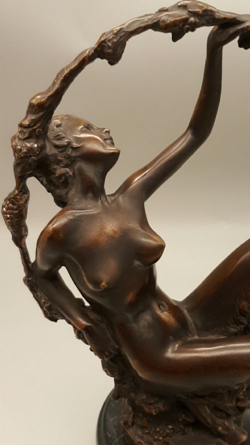 FRENCH ANTIQUE 1920S BRONZE NUDE SCULPTURE GEORGE OMERTH - ADDITIONAL PHOTO 8