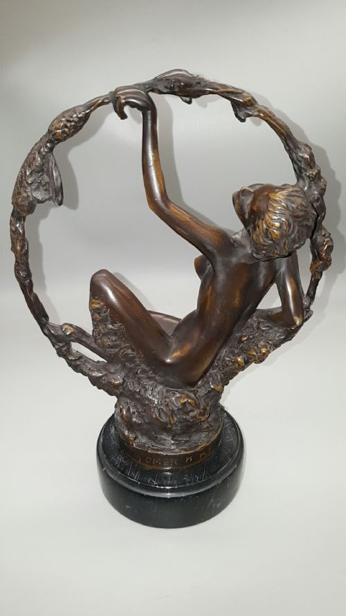 FRENCH ANTIQUE 1920S BRONZE NUDE SCULPTURE GEORGE OMERTH - ADDITIONAL PHOTO 9