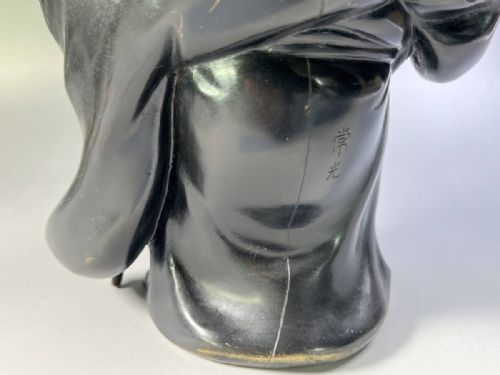 EXCELLENT JAPANESE ANTIQUE EARLY 20THC BRONZE SCULPTURE HOTEI TSUNEMITSU - ADDITIONAL PHOTO 8