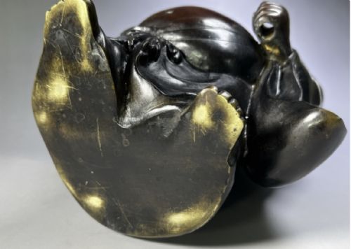 EXCELLENT JAPANESE ANTIQUE EARLY 20THC BRONZE SCULPTURE HOTEI TSUNEMITSU - ADDITIONAL PHOTO 11