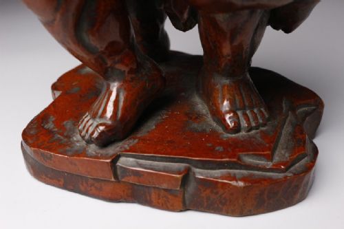 JAPANESE EDO 19THC LACQUERED WOODEN STATUE OKIMONO SUMO WRESTLERS - ADDITIONAL PHOTO 8
