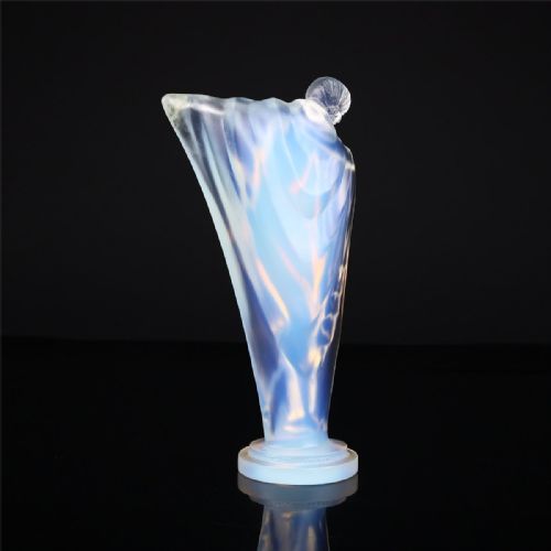 EXQUISITE FRENCH ART DECO CA 1932 ETLING NUE AU BRAS TENDU OPALESCENT GLASS FIGURINE LUCILLE SEVIN - ADDITIONAL PHOTO 2