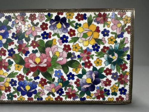 BEAUTIFUL JAPANESE ANTIQUE EARLY 20THC CLOISONN SHIPPO FLORAL JEWELLERY BOX - ADDITIONAL PHOTO 1