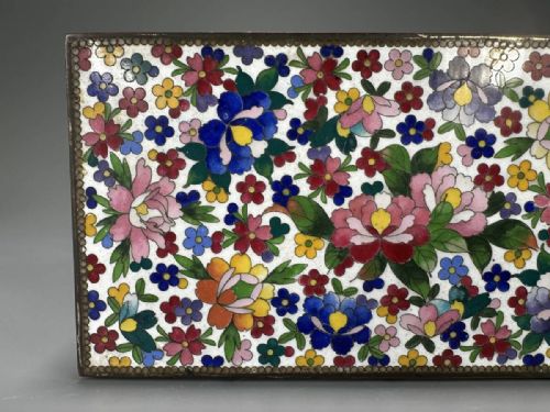 BEAUTIFUL JAPANESE ANTIQUE EARLY 20THC CLOISONN SHIPPO FLORAL JEWELLERY BOX - ADDITIONAL PHOTO 2