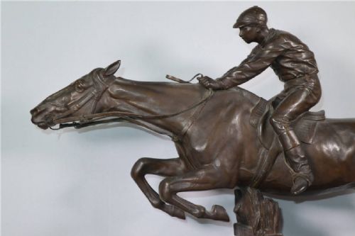 MAGNIFICENT FRENCH ANTIQUE 1865 BRONZE OF A STEEPLECHASE HORSE JUMPING A FENCE ISIDORE JULES BONHEUR - ADDITIONAL PHOTO 5