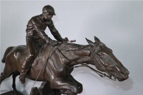 MAGNIFICENT FRENCH ANTIQUE 1865 BRONZE OF A STEEPLECHASE HORSE JUMPING A FENCE ISIDORE JULES BONHEUR - ADDITIONAL PHOTO 6