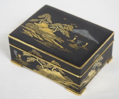 EXQUISITE JAPANESE ANTIQUE MEIJI EARLY 20THC FUJII DAMASCENE IRON BOX FUJII MIHO