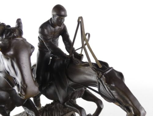 MAGNIFICENT FRENCH ANTIQUE BRONZE OF TWO HURDLING HORSES AFTER ISIDORE JULES BONHEUR - ADDITIONAL PHOTO 11