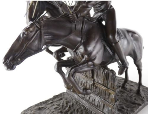 MAGNIFICENT FRENCH ANTIQUE BRONZE OF TWO HURDLING HORSES AFTER ISIDORE JULES BONHEUR - ADDITIONAL PHOTO 13