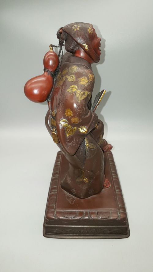 JAPANESE MEIJI LATE 19THC BRONZE PARCELGILT KANAYAMABUSHI GOURD DANCER KATSUJUN - ADDITIONAL PHOTO 1