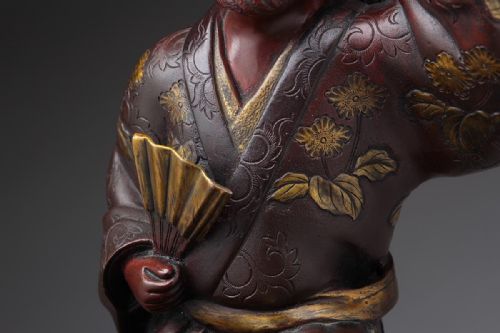 JAPANESE MEIJI LATE 19THC BRONZE PARCELGILT KANAYAMABUSHI GOURD DANCER KATSUJUN - ADDITIONAL PHOTO 8