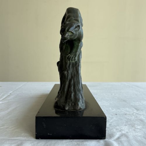 SPLENDID FRENCH VINTAGE 1930S ART DECO BRONZE BLACK PANTHER SCULPTURE IRNE ROCHARD - ADDITIONAL PHOTO 2
