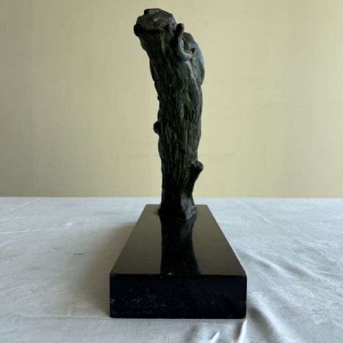 SPLENDID FRENCH VINTAGE 1930S ART DECO BRONZE BLACK PANTHER SCULPTURE IRNE ROCHARD - ADDITIONAL PHOTO 3