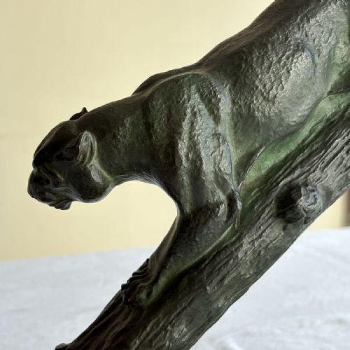 SPLENDID FRENCH VINTAGE 1930S ART DECO BRONZE BLACK PANTHER SCULPTURE IRNE ROCHARD - ADDITIONAL PHOTO 5