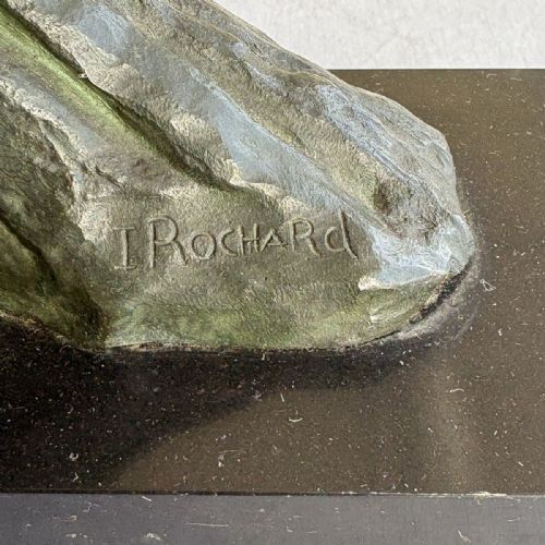 SPLENDID FRENCH VINTAGE 1930S ART DECO BRONZE BLACK PANTHER SCULPTURE IRNE ROCHARD - ADDITIONAL PHOTO 6