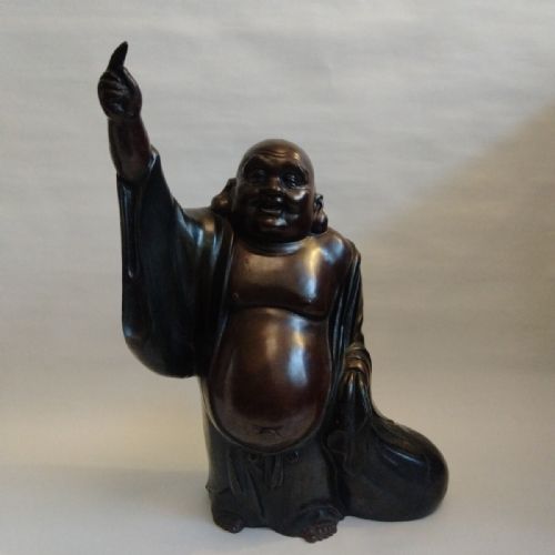 SUPERB JAPANESE ANTIQUE EARLY 20THC BRONZE SCULPTURE HOTEI