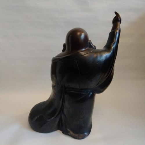 SUPERB JAPANESE ANTIQUE EARLY 20THC BRONZE SCULPTURE HOTEI - ADDITIONAL PHOTO 4